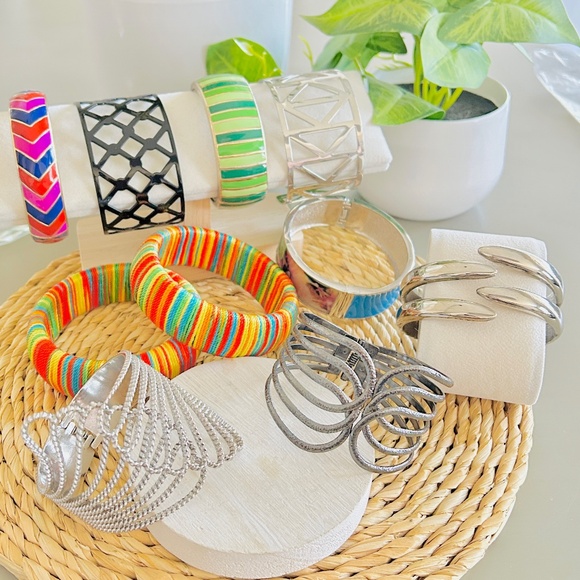 SALE Group of Vintage to Modern Art Deco Statement Bracelets, Set of 10 - Picture 1 of 16